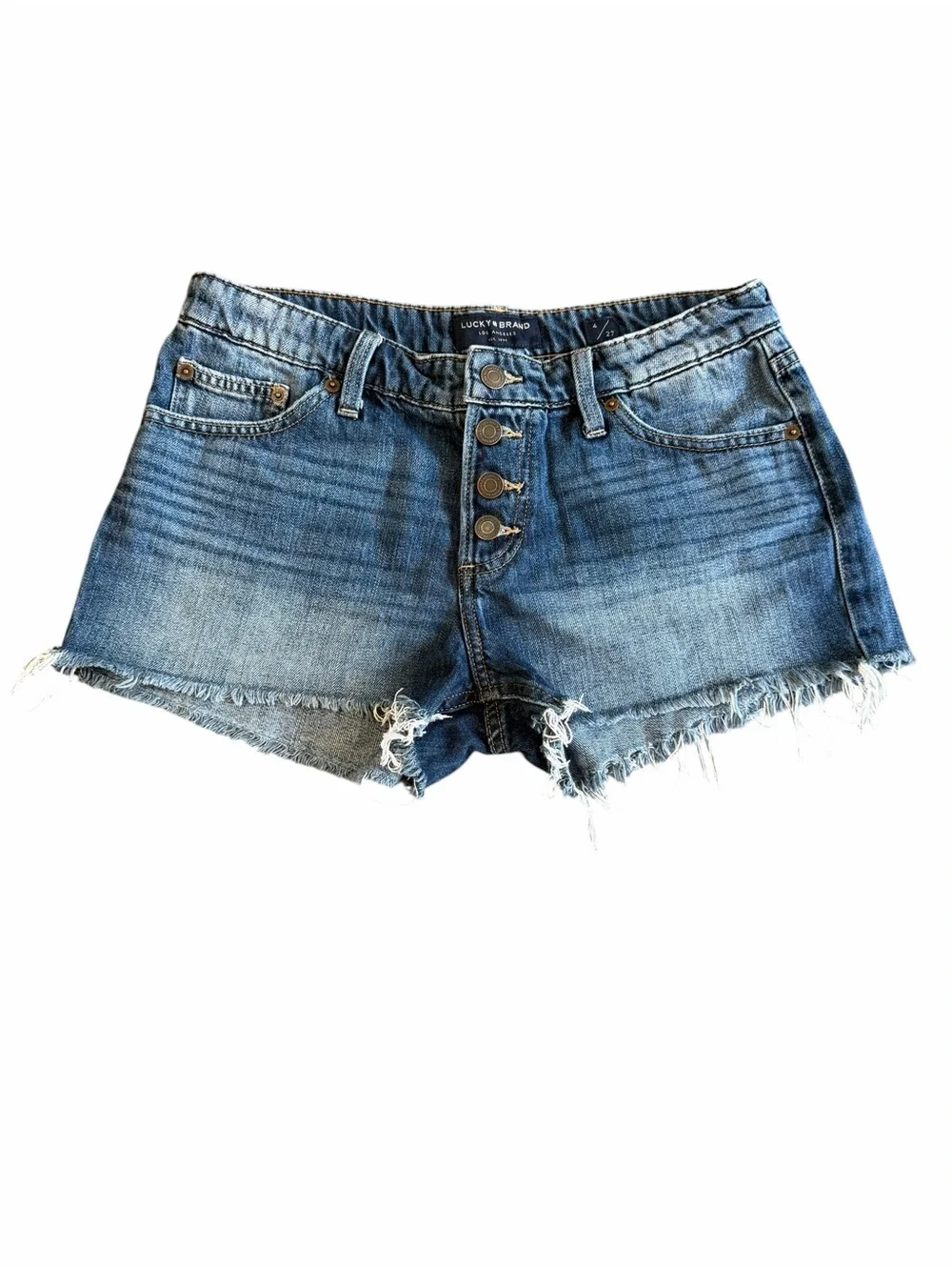 Lucky Brand The Cut Off Denim Shorts Women’s 27 Button Fly Frayed‎ Hem